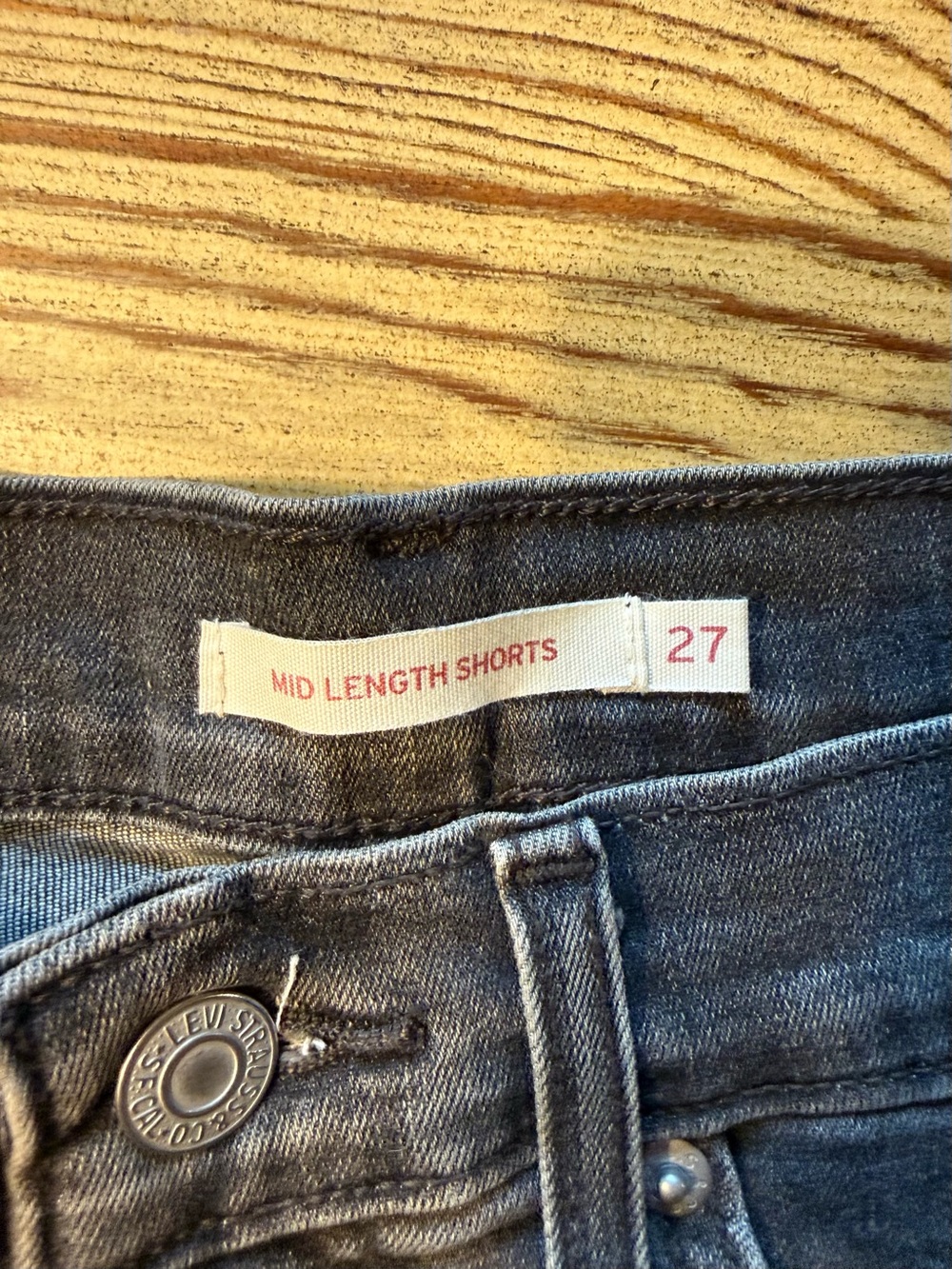 Levi's Washed Black Rolled-Hem Denim Shorts - Picture 4 of 5